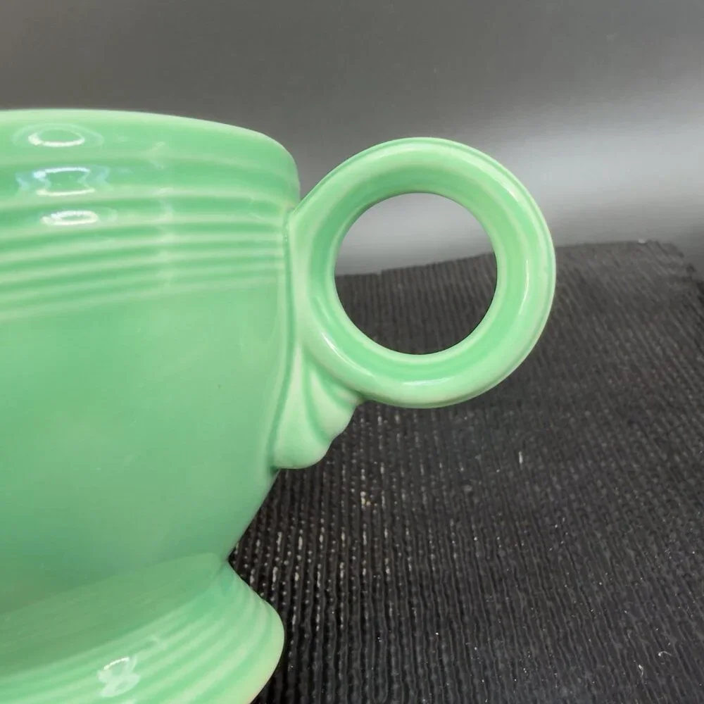 Fiesta Green Fiestaware Small Pitcher Creamer Jug USA Pottery Ring Handle Marked